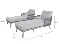 DOUBLE SUNLOUNGER SET & SIDE TABLE